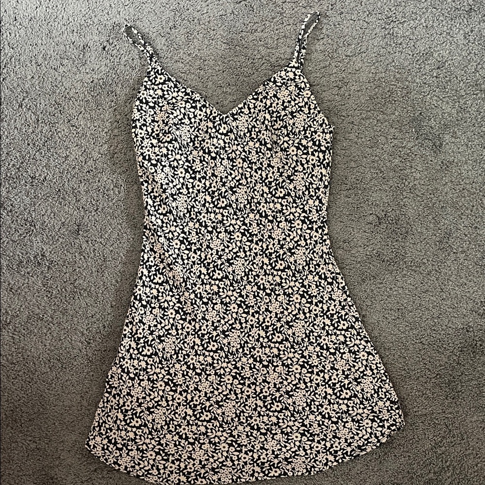 Floral Dark Green and White Women's Dress